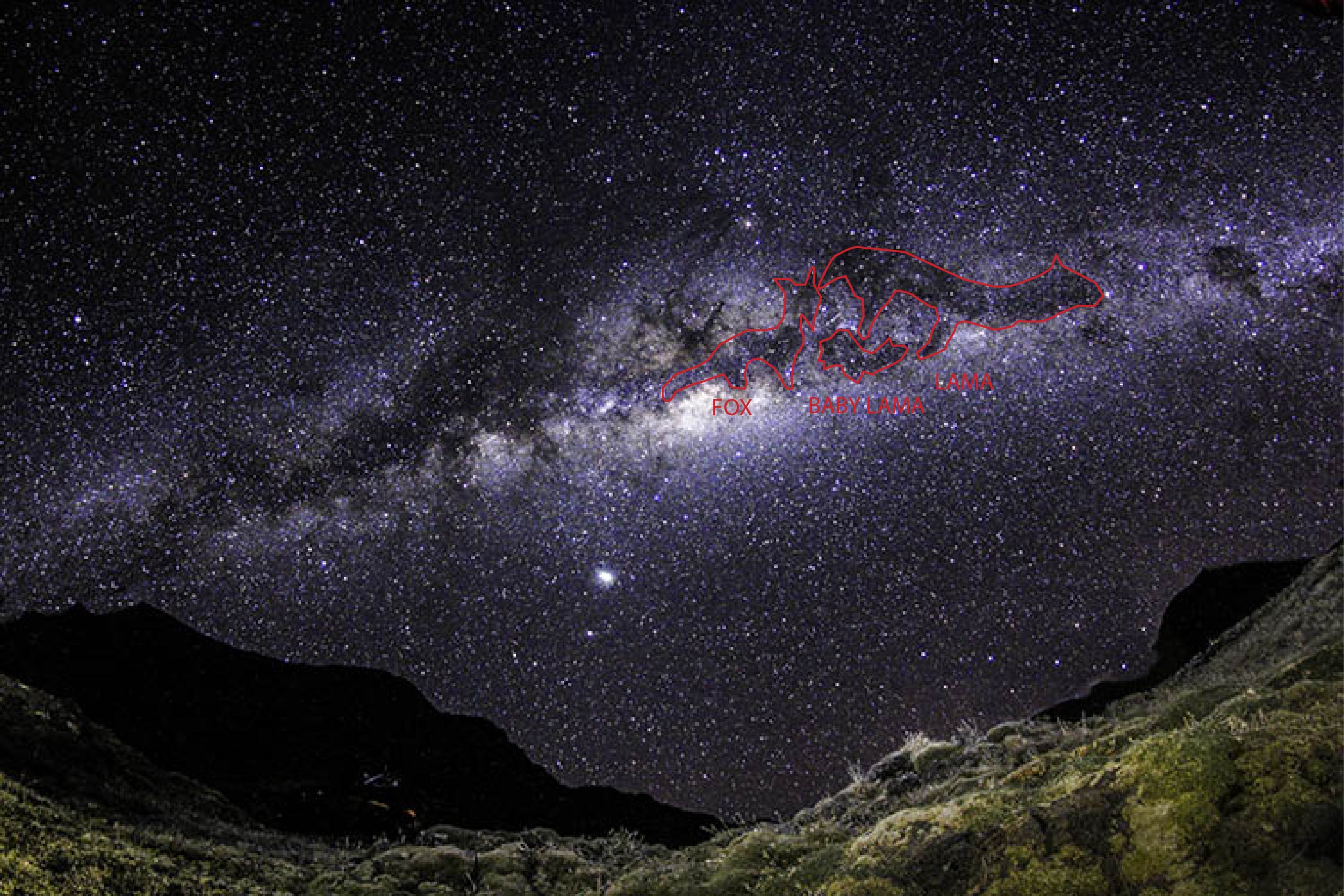 2. Milky Way showing Fox and Llamas