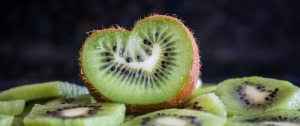 A sliced kiwi looks heart-shaped